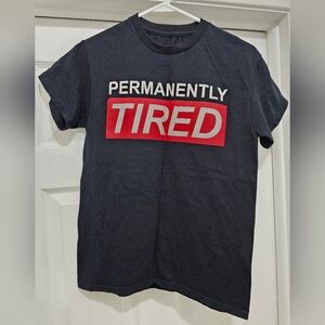 Permanently Tired Graphic Tee - Black with Red Print